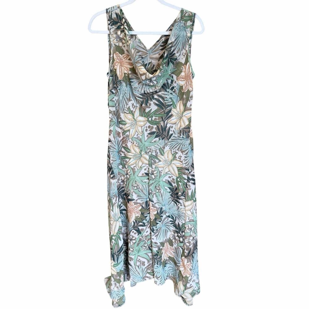 Sheer tropical midi length sleeveless dress resort cruise swim cover large